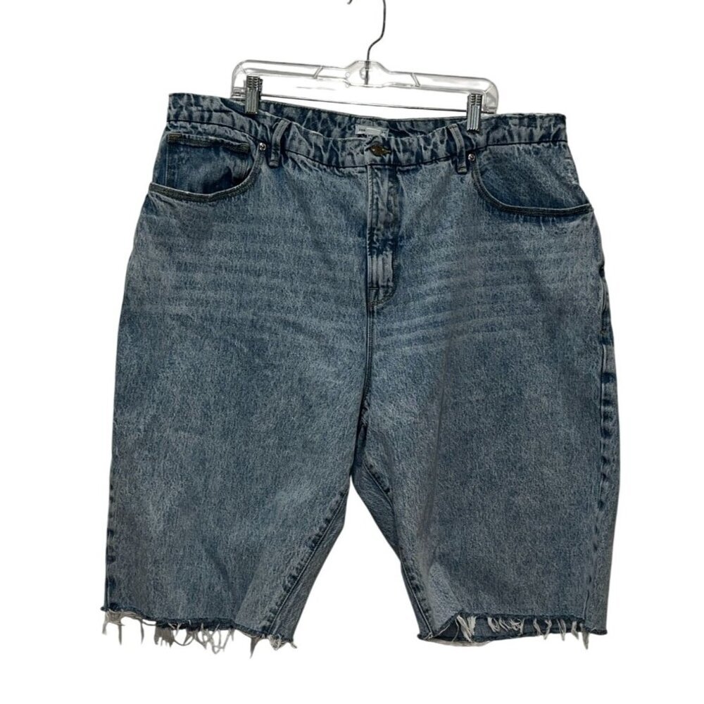 Good American Blue High-Waisted Distressed Denim Wash Women's Shorts Size 16